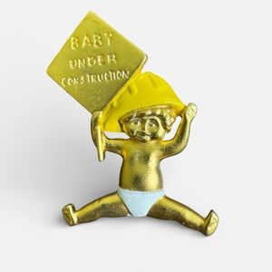 DANECRAFT Gold Baby Under Construction Brooch Pin Vintage